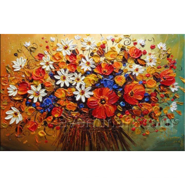 Pintura al óleo moderna hecha a mano de la flor del 100% (KVF-022)